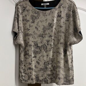 DKNY Speckled Black and Cream Blouse